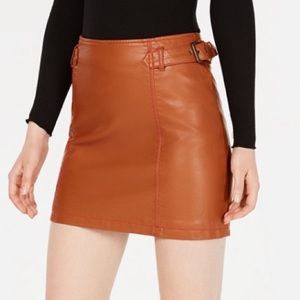 Free People Charlie Faux Leather A-Line Skirt
